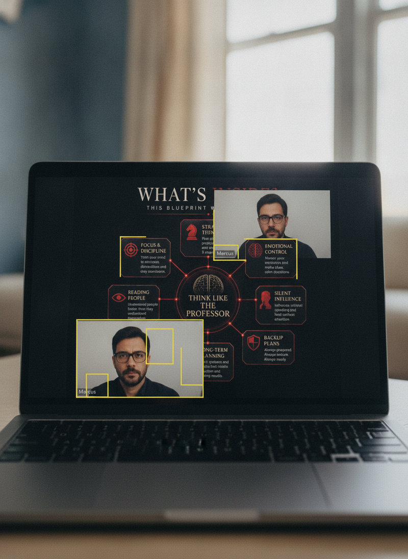 Screen recording of a 1-on-1 strategy call with Marcus, showing key notes highlighted on the screen.