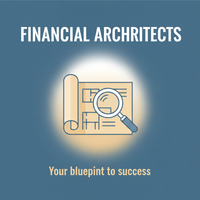 Stylized blueprint scroll icon with a magnifying glass on a slate blue background.